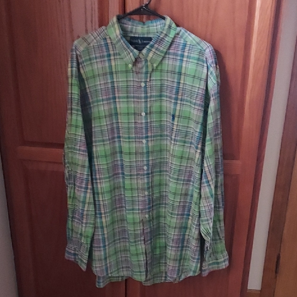 Ralph Lauren XXL Classic Green Plaid Men's Button-Down Shirt